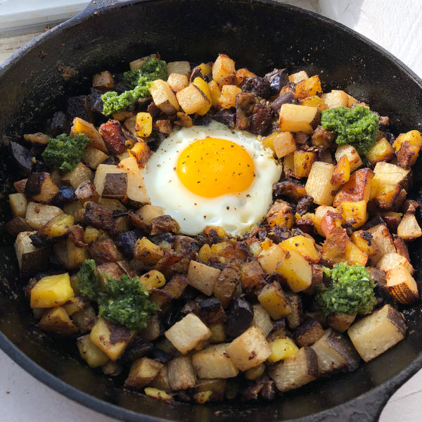 Cajun Potato &amp; Black Radish Skillet Hash - Local Roots NYC
