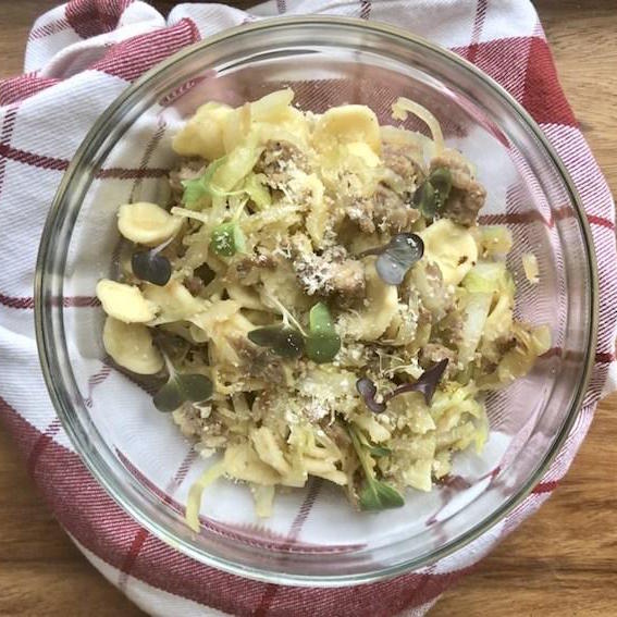 Orecchiette with Sausage and Cabbage - Local Roots NYC