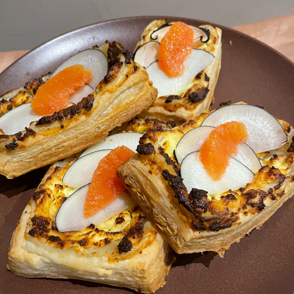 Black Radish, Orange and Feta Tarts - Local Roots NYC