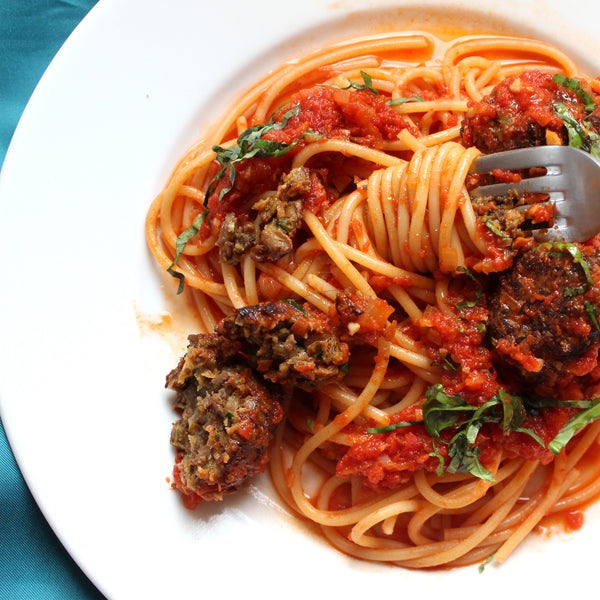 Spaghetti and Mushroom “Meat”balls - Local Roots NYC