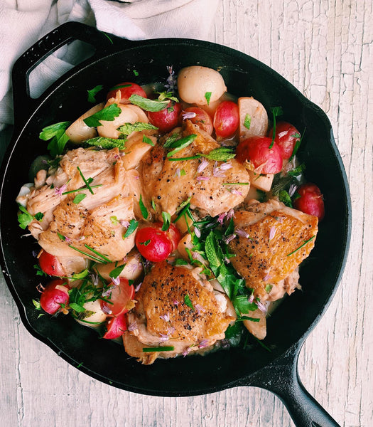 Braised Turnips, Radishes and Chicken