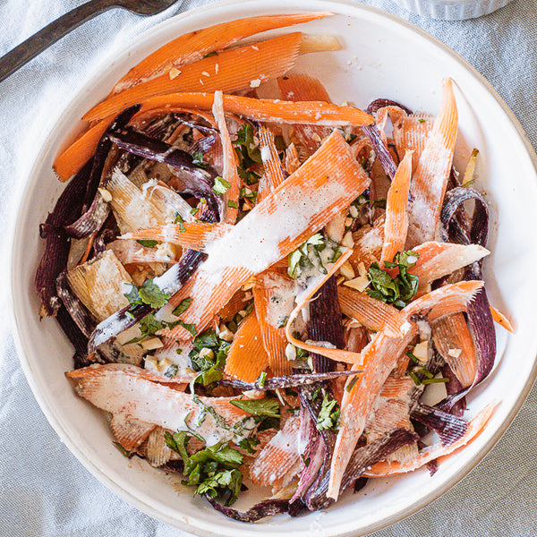 Rainbow Carrot Slaw with Cashew Dressing