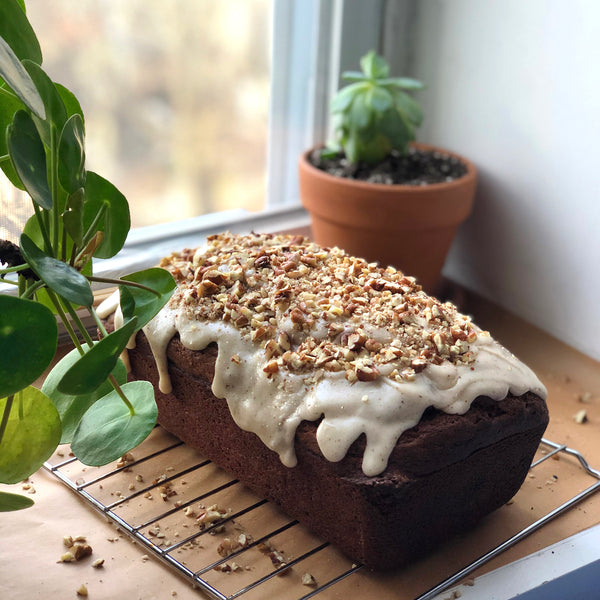 Honeynut Squash Cake with Brown Butter Glaze & Roasted Pecans