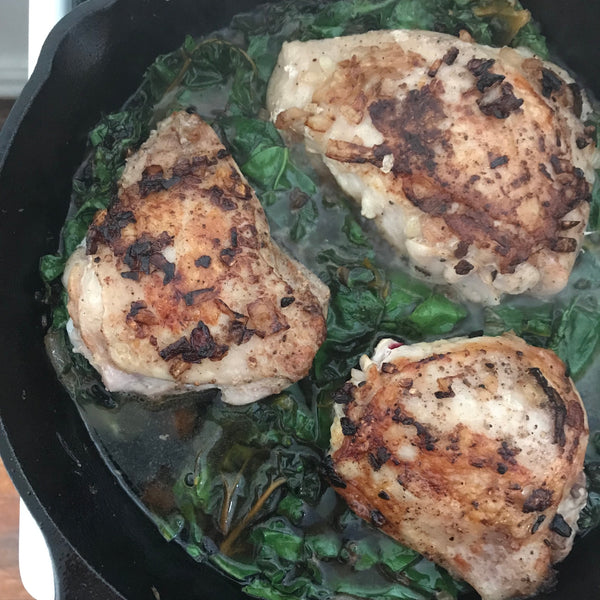 Roasted Chicken with Lemony Swiss Chard