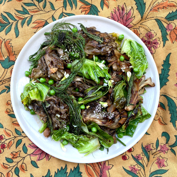 Maitake, Charred Greens & Beans