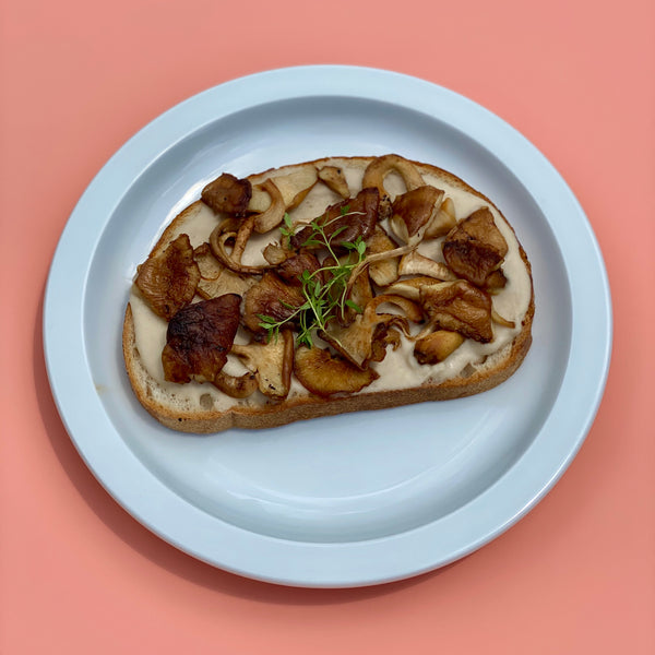 Shiitake Crostini with Garlicky White Bean Spread