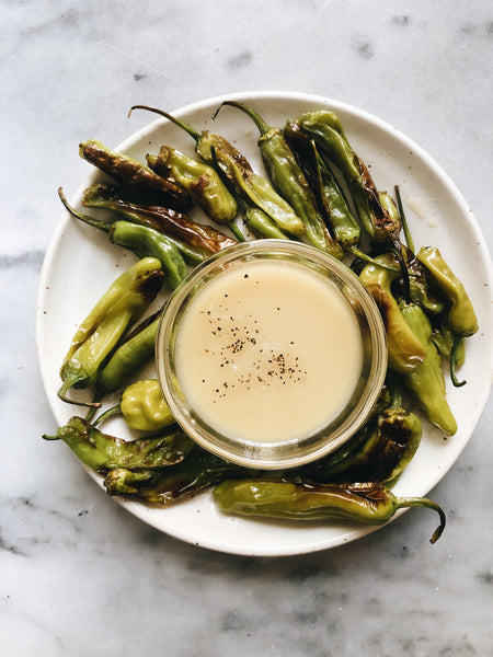 Shishito Peppers with Tahini Dipping Sauce