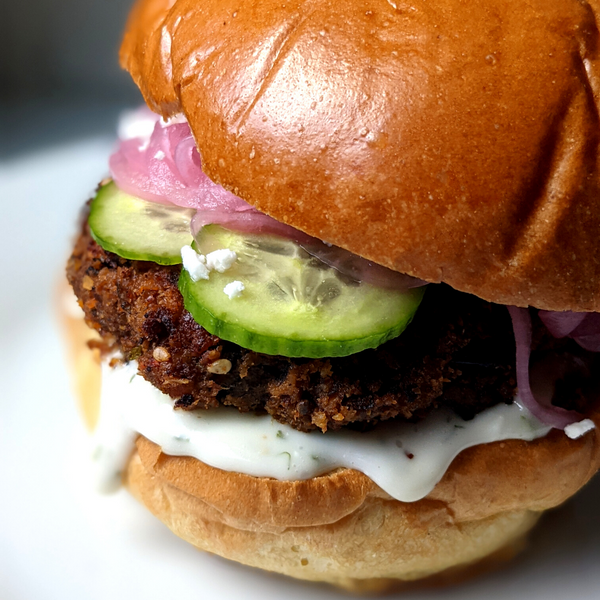 Za’tar Eggplant and Chickpea Burgers