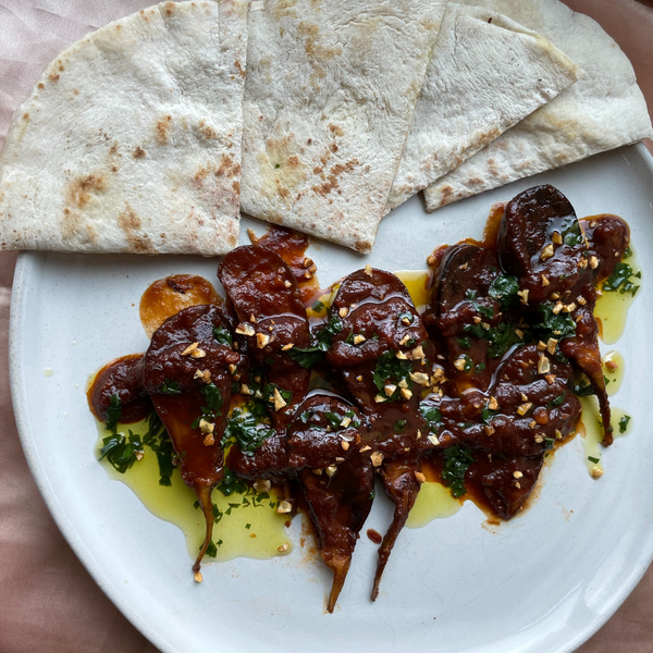 Braised Fairytale Eggplant w/ Basil Oil