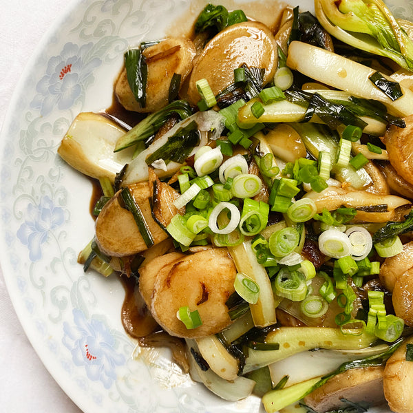 Stir-Fried Rice Cakes with Pak Choi