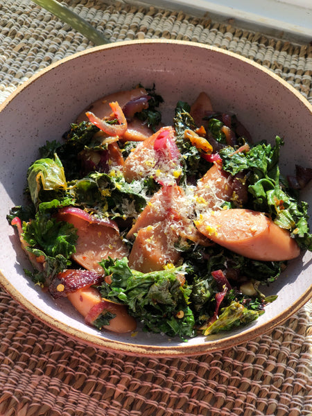 Sautéed Spicy Winter Kale & Pork Sausage
