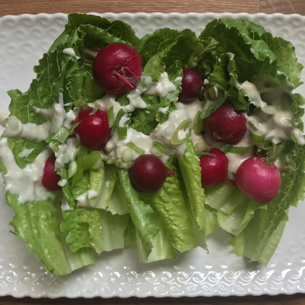 Romaine with Radishes & Blue Cheese Dressing