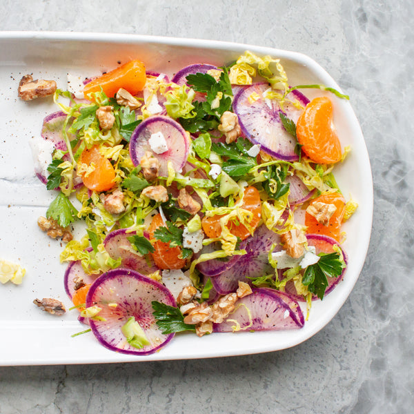 Shaved Radish and Brussels Sprouts Salad
