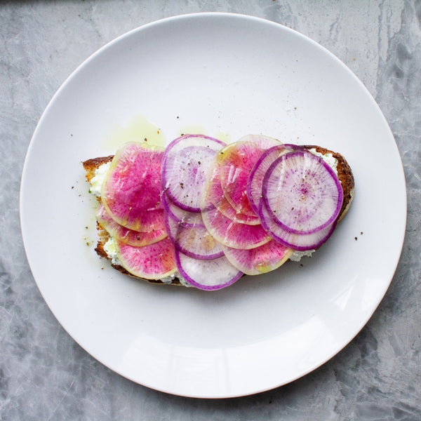 Radish and Herbed Ricotta Tartines