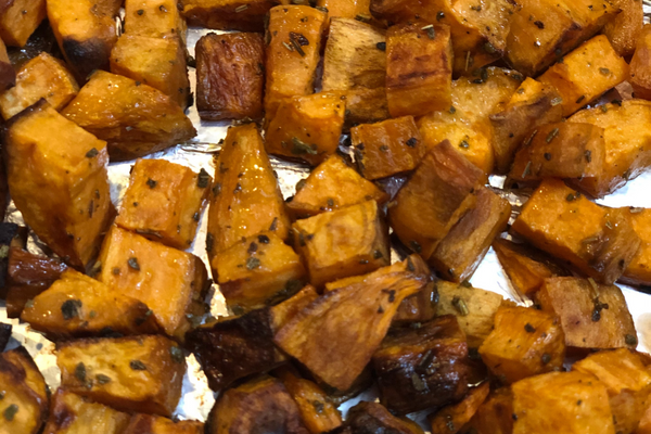 Roasted Sweet Potatoes with Sage