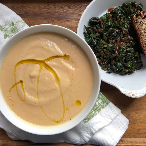 Roasted Beet and Carrot Soup with Greens