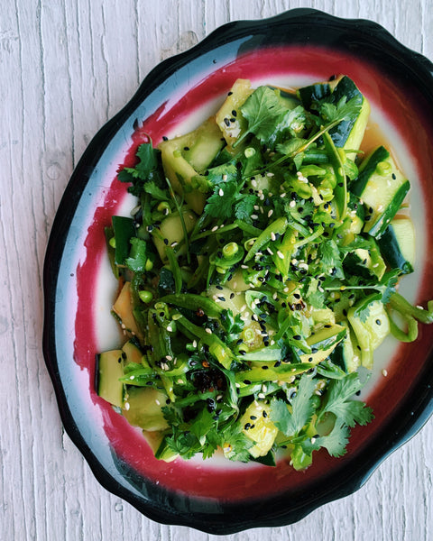 Smashed Cucumber and Sugar Snap Pea Salad  “Crunch Crunch Crunch”