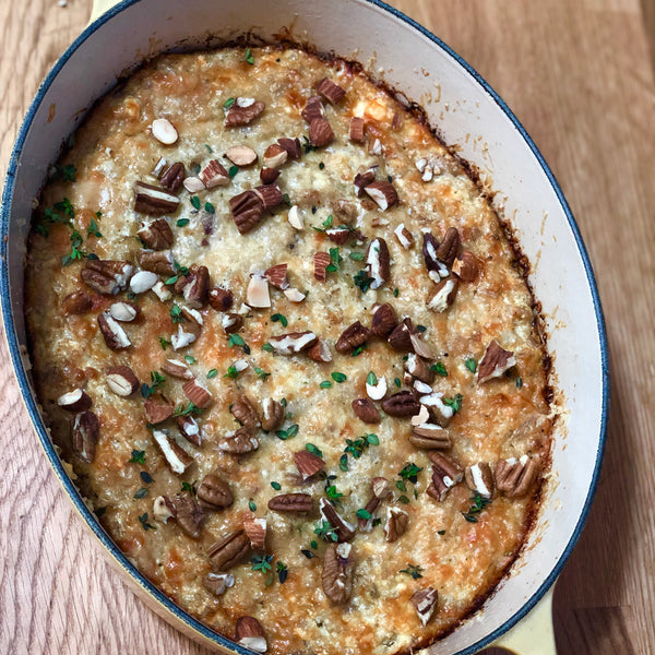 Mushroom and Steel Cut Oats Gratin