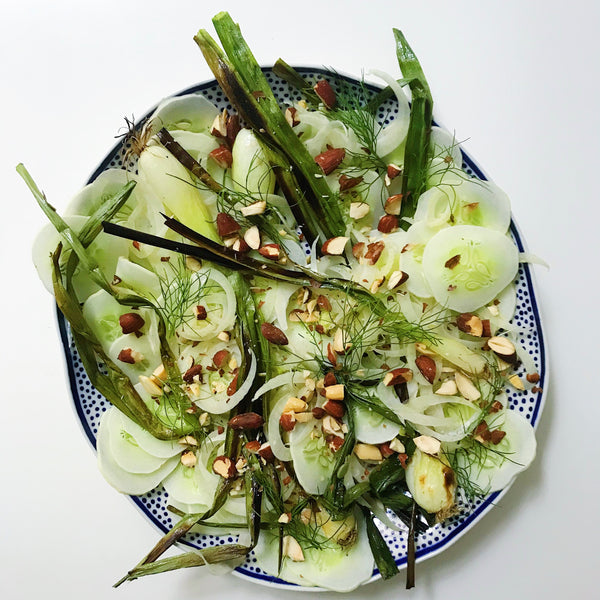 Cucumber-Fennel Salad with Charred Spring Onions